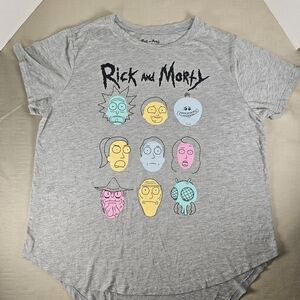 Cartoon Network Rick and Morty Graphic Tee - Light Gray with Pastel Accents